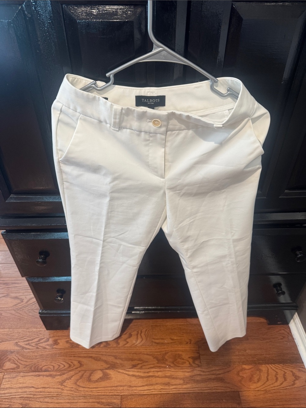 Talbots Cream Cropped Straight-Leg Trousers